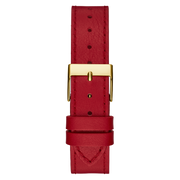 Guess Fame Quartz Gold Dial Red Leather Strap Watch For Women - GW0504L2
