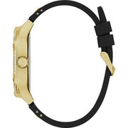 Guess Asteria Multifunction Gold Dial Black Rubber Strap Watch For Women - GW0620L2