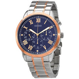 Guess Hendrix Chronograph Blue Dial Two Tone Steel Strap Watch for Men - W1309G4