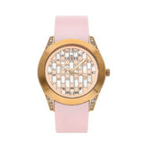 Guess Clarity Gold Dial Pink Silicone Strap Watch for Women - GW0109L2