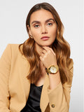 Guess Crush Gold Dial Gold Steel Strap Watch For Women - GW0020L2