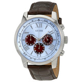 Guess Horizon Chronograph Analog Blue Dial Brown Leather Strap Watch For Men - W0380G6