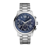 Guess Horizon Chronograph Quartz Blue Dial Silver Steel Strap Watch for Men - W0379G3