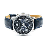 Guess Horizon Chronograph Quartz Black Dial Blue Leather Strap Watch For Men - W0380G3