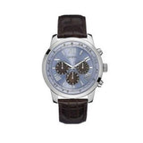 Guess Horizon Chronograph Analog Blue Dial Brown Leather Strap Watch For Men - W0380G6