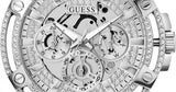 Guess King Quartz Silver Dial Silver Steel Strap Watch For Men - GW0497G1