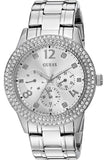 Guess Bedazzle Diamonds Silver Dial Silver Steel Strap Watch For Women - W1097L1