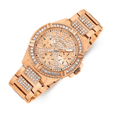 Guess Frontier Diamonds Rose Gold Dial Rose Gold Steel Strap Watch For Women - W1156L3