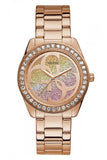 Guess G Twist Diamonds Rose Gold Dial Rose Gold Steel Strap Watch For Women - W1201L3