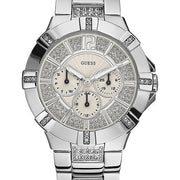 Guess Vista Diamonds Silver Dial Silver Steel Strap Watch for Women - W12080L1