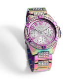 Guess Lady Frontier Diamonds Silver Dial Multicolor Steel Strap Watch for Women - GW0044L1