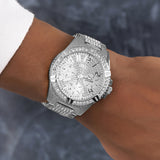 Guess Frontier Diamonds Silver Dial Silver Steel Strap Watch For Women - W1156L1