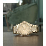 Guess Frontier Diamonds Gold Dial Gold Steel Strap Watch For Women - W1156L2