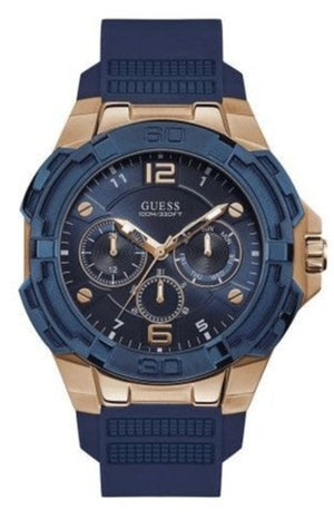 Guess Genesis Quartz Blue Dial Blue Silicone Strap Watch For Men - W1254G3