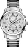 Guess Exec Quartz Silver Dial Silver Steel Strap Watch for Men - W0075G3