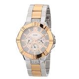 Guess Vista Analog Diamonds Silver Dial Two Tone Steel Strap Watch for Women - W0024L1