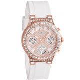 Guess Moonlight Diamonds White Dial White Rubber Strap Watch for Women - GW0257L2