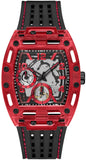 Guess Phoenix Multifunction Analog Red Dial Black Silicone Strap Watch For Men - GW0499G4