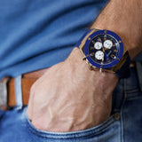 Guess Poseidon Blue Dial Blue Rubber Strap Watch for Men - GW0057G2