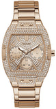 Guess Raven Diamonds Rose Gold Dial Rose Gold Steel Strap Watch for Women - GW0104L3