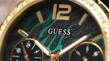 Guess Solstice Green Dial Black Rubber Strap Watch for Women - GW0113L1