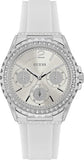 Guess Starlight Multifunction Diamonds White Dial White Rubber Strap Watch for Women - W0846L8