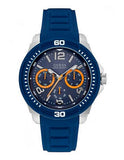 Guess Trade Blue Dial Blue Silicone Strap Watch for Men - W0967G2