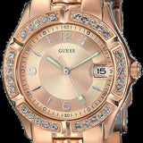 Guess Crystal Diamonds Rose Gold Dial Rose Gold Steel Strap Watch For Women - W11069L1