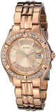Guess Crystal Diamonds Rose Gold Dial Rose Gold Steel Strap Watch For Women - W11069L1