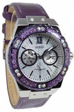 Guess Limelight Quartz Silver Dial Purple Leather Strap Watch For Women - W0775L6