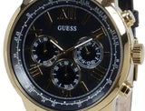 Guess Horizon Chronograph Quartz Black Dial Black Leather Strap Watch For Men - W0380G7