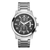 Guess Exec Chronograph Quartz Black Dial Silver Steel Strap Watch For Men - W0075G1