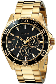 Guess BFF Multifunction Black Dial Gold Steel Strap Watch for Women - W0231L3