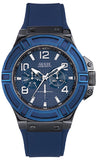 Guess Rigor Analog Blue Dial Blue Rubber Strap Watch For Men - W0248G5