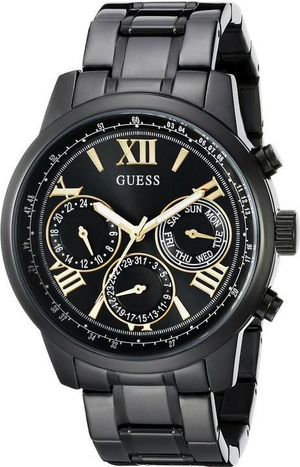 Guess Classic Multi-Function Black Dial Black Steel Strap Watch For Women - W0330L15