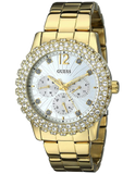 Guess Dazzler Diamonds Silver Dial Gold Steel Strap Watch for Women - W0335L2