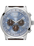 Guess Horizon Chronograph Analog Blue Dial Brown Leather Strap Watch For Men - W0380G6