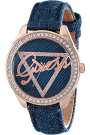 Guess Little Flirt Quartz Blue Dial Blue Leather Strap Watch For Women - W0456L6