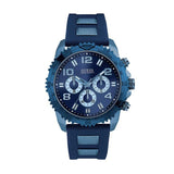 Guess Velocity Chronograph Blue Dial Blue Rubber Steel Strap Watch for Men - W0599G4