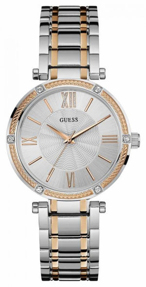 Guess Park Ave Silver Dial Two Tone Steel Strap Watch for Women - W0636L1