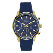 Guess Fuel Chronograph Blue Dial Blue Rubber Strap Watch for Men - W0802G2