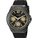 Guess Starlight Black Dial Black Rubber Strap Watch for Women - W0846L1