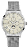 Guess Delancy White Dial Silver Mesh Bracelet Watch for Men - W0871G4