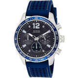 Guess Fleet Chronograph Black Dial Blue Rubber Strap Watch for Men - W0971G2