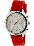 Guess Marina Chronograph Quartz White Dial Red Rubber Strap Watch for Women - W1025L2