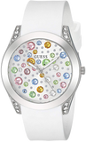 Guess Wanderlust Crystals Silver Dial White Rubber Strap Watch for Women - W1059L1