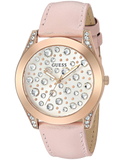 Guess Wonderlust Beige Dial Pink Leather Strap Watch for Women - W1065L1