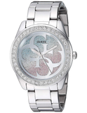 Guess G Twist Diamonds Silver Dial Silver Steel Strap Watch For Women - W1201L1