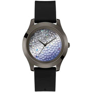 Guess Crush Crystals Silver Dial Black Rubber Strap Watch for Women - W1223L4