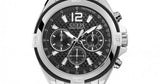 Guess Surge Chronograph Black Dial Silver Steel Strap Watch for Men - W1258G1